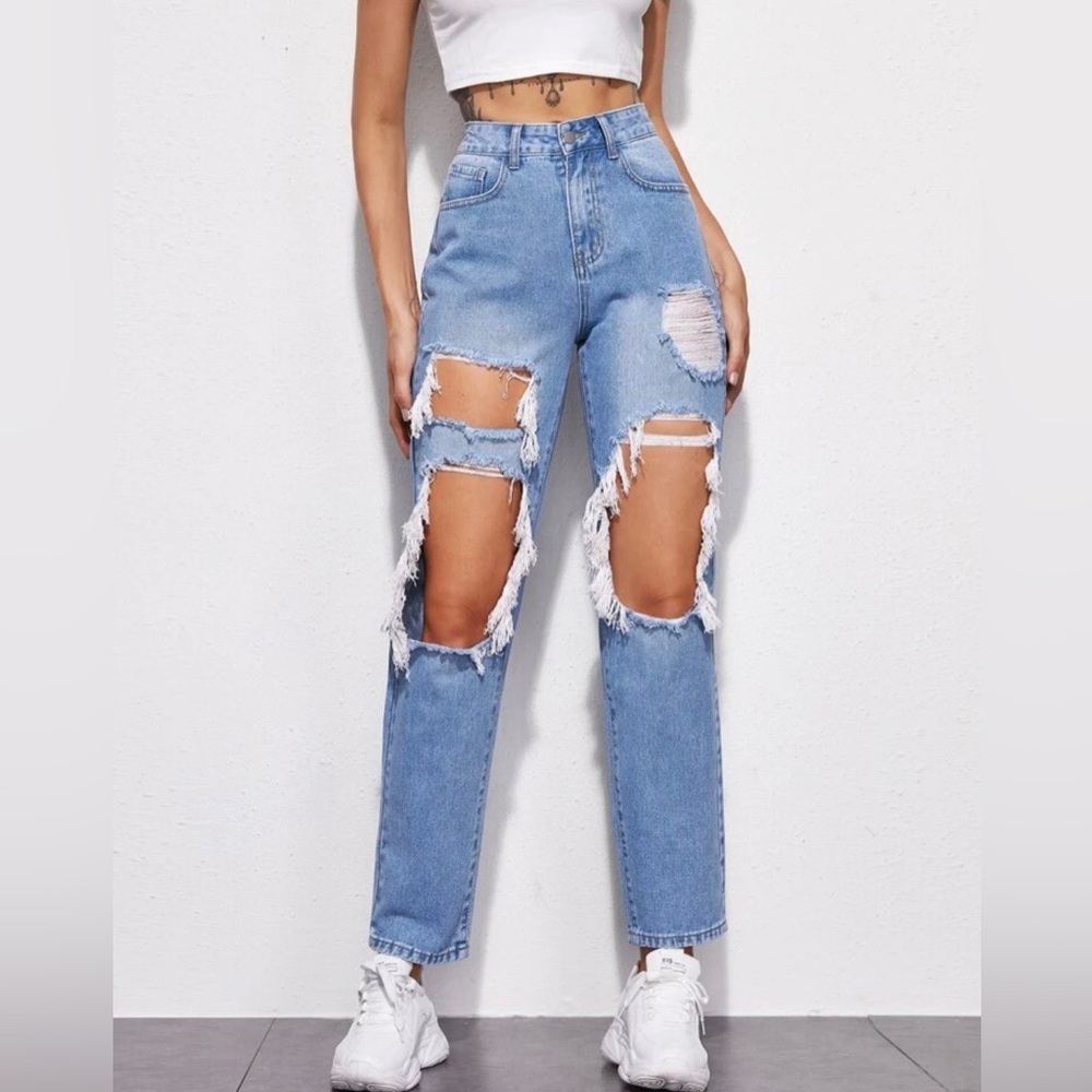 High Rise Ripped Jeans